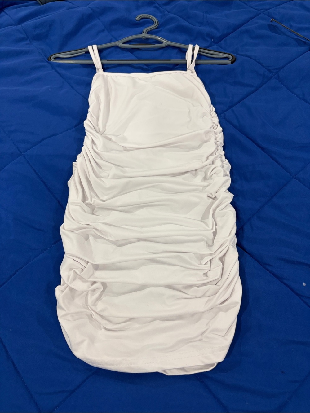 White Ruched Bodycon Mini Dress